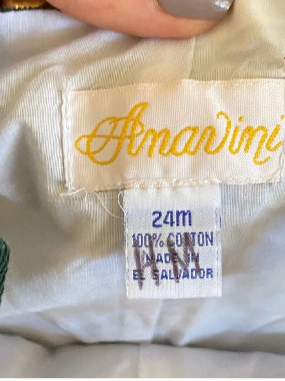 Vintage Anavini Green Corduroy Kids Short Overalls Embroidered Puppets